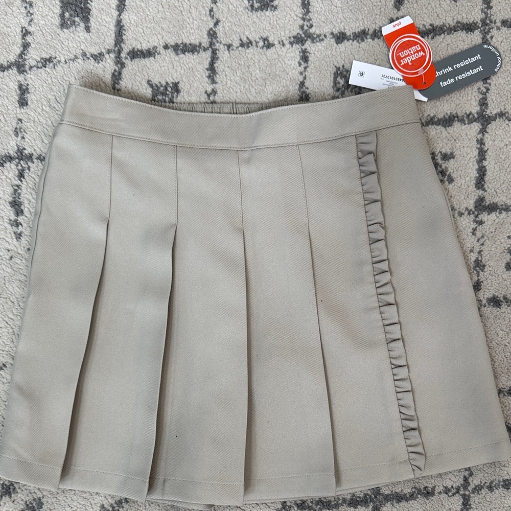 Khaki Tan Uniform Skirt Skort with Ruffle Detail size 10 PLUS